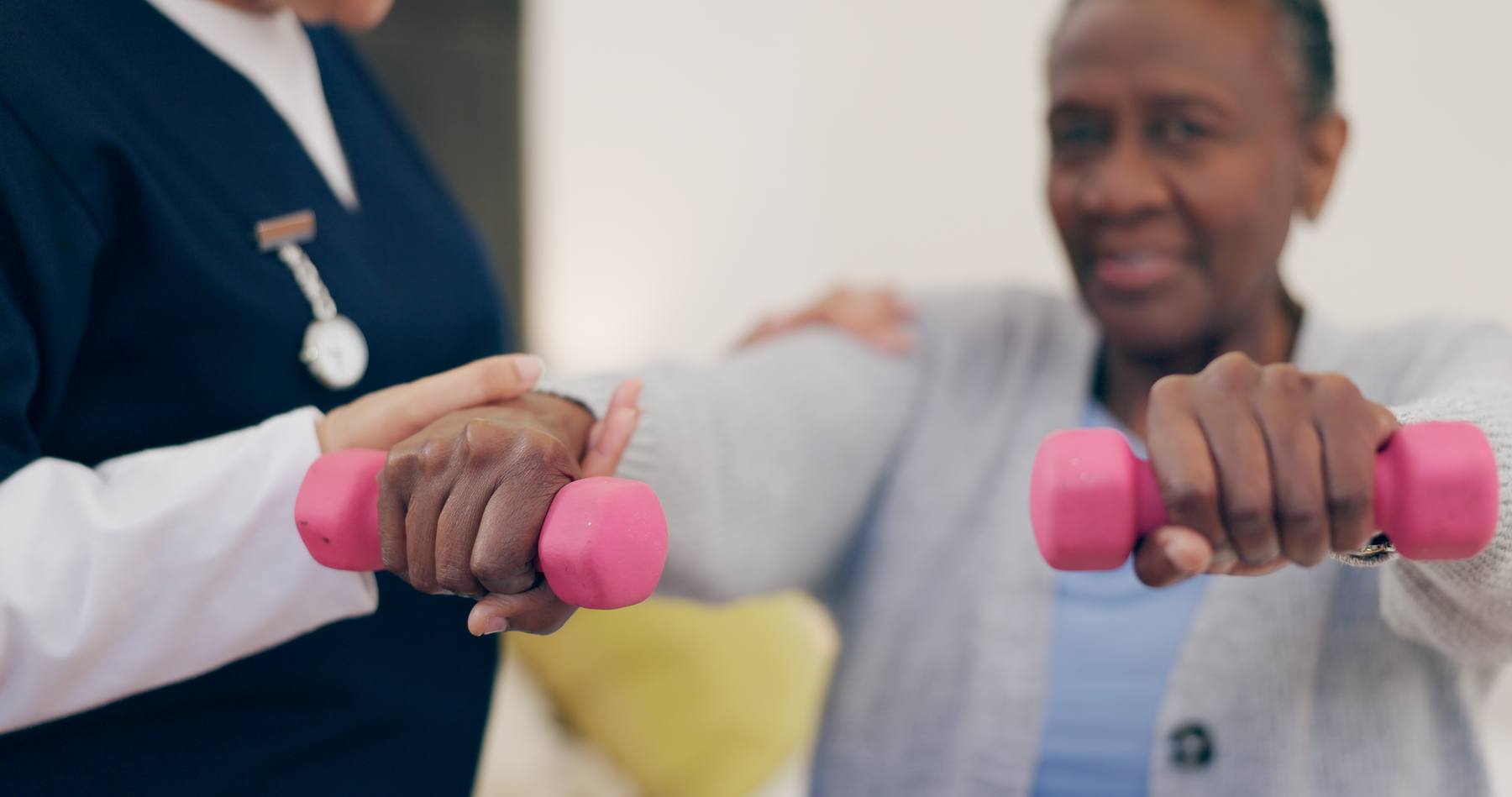 Client exercising with assistance